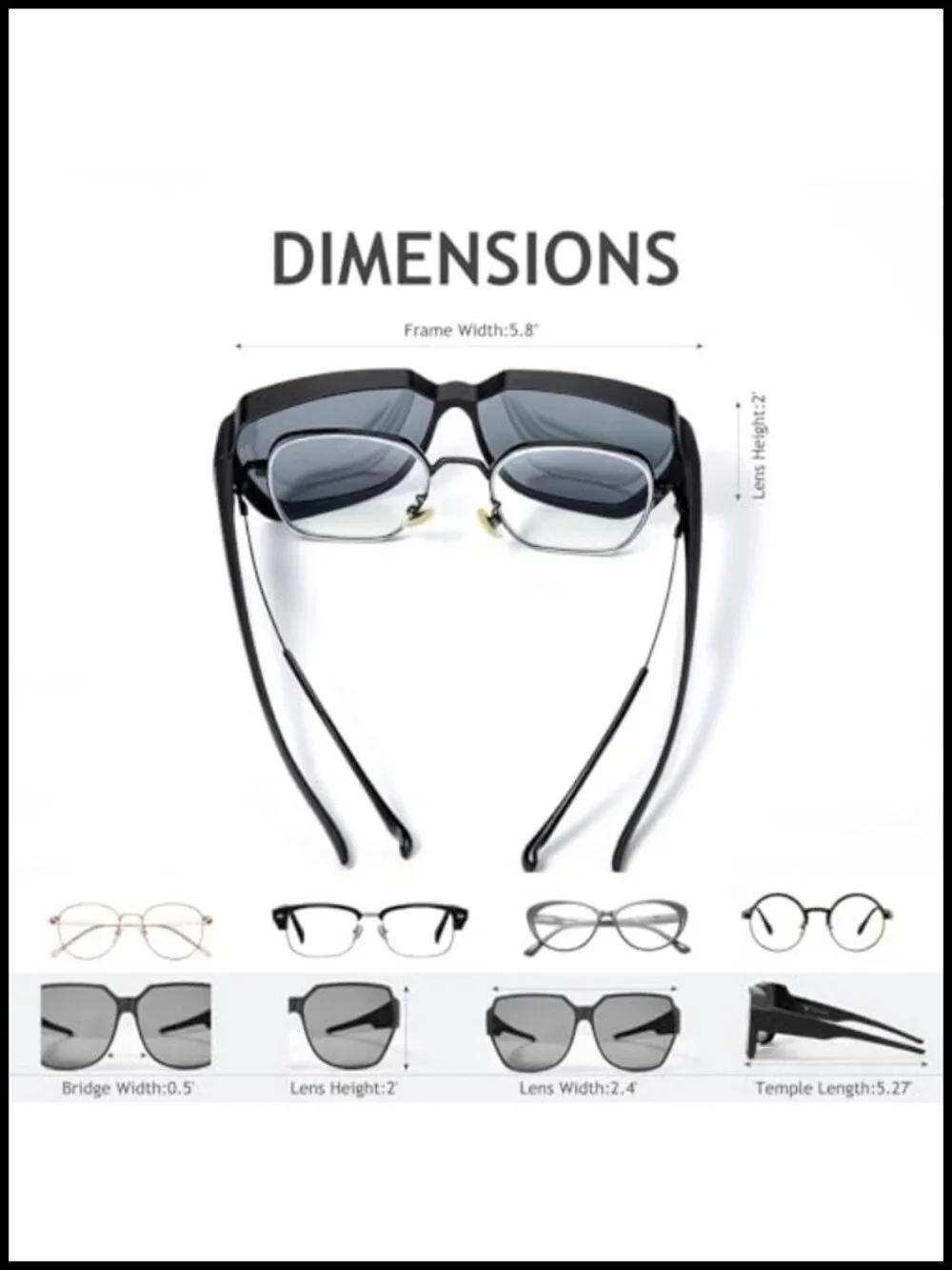 Polarized Fit Over Glasses Sunglasses UV400 Protection Ultralight G850